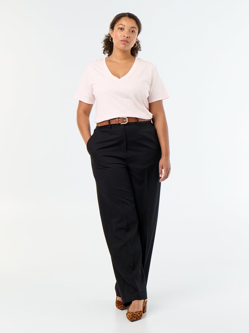 T-shirt basic a maniche corte e scollo a V Rosa - Kiabi