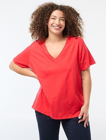 T-shirt basic a maniche corte e scollo a V