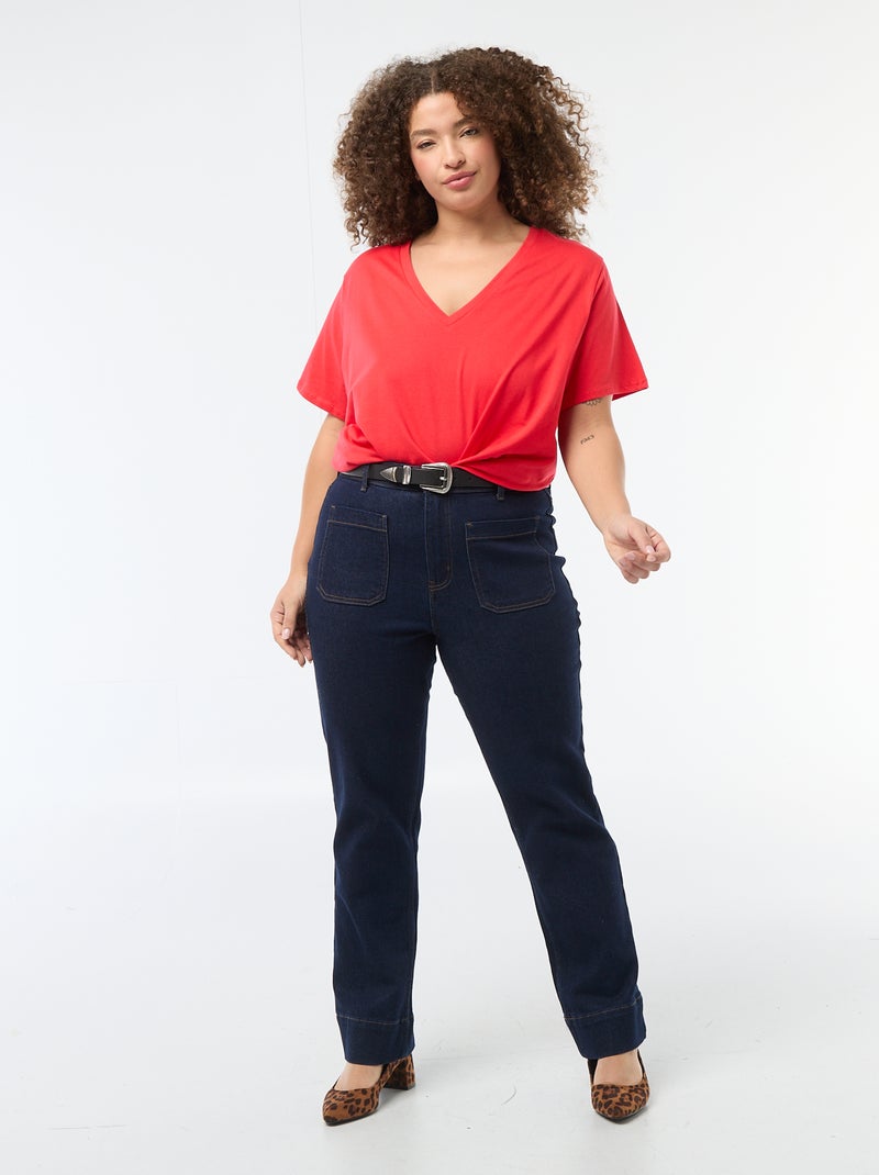 T-shirt basic a maniche corte e scollo a V Rosso - Kiabi