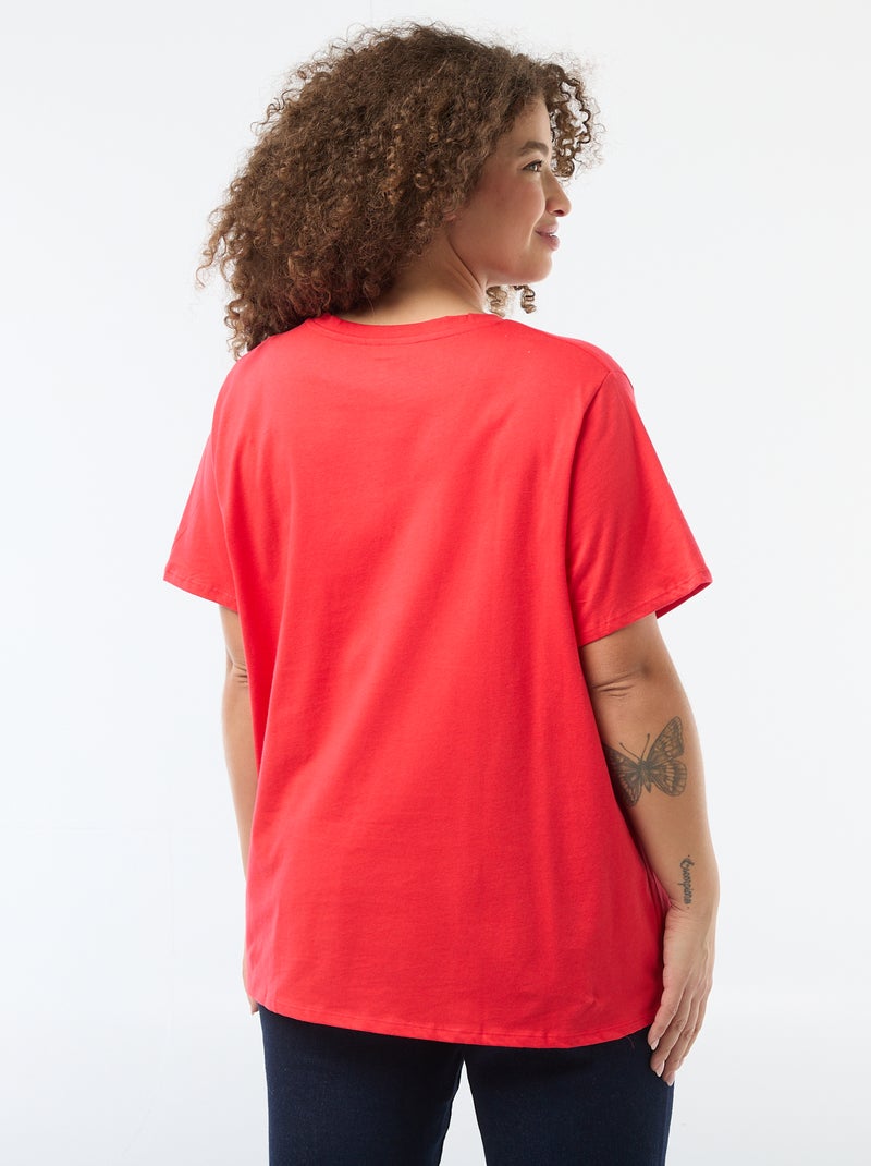 T-shirt basic a maniche corte e scollo a V Rosso - Kiabi