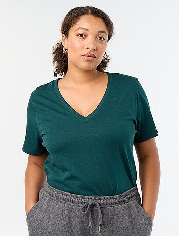 T-shirt basica a maniche corte e scollo a V