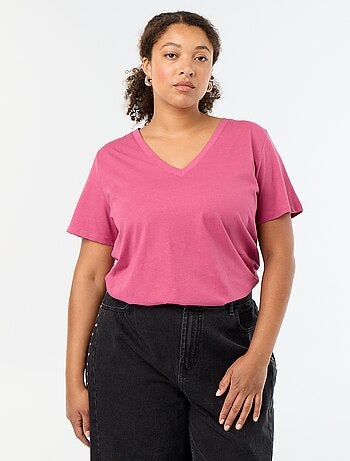 T-shirt basica a maniche corte e scollo a V