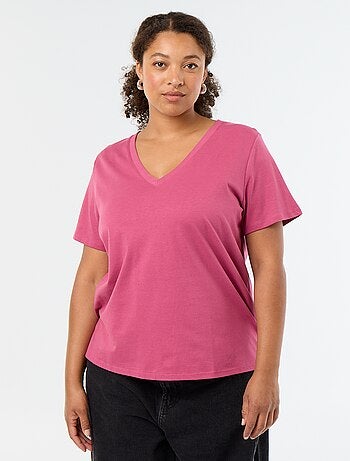 T-shirt basica a maniche corte e scollo a V