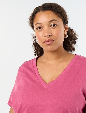 T-shirt basica a maniche corte e scollo a V