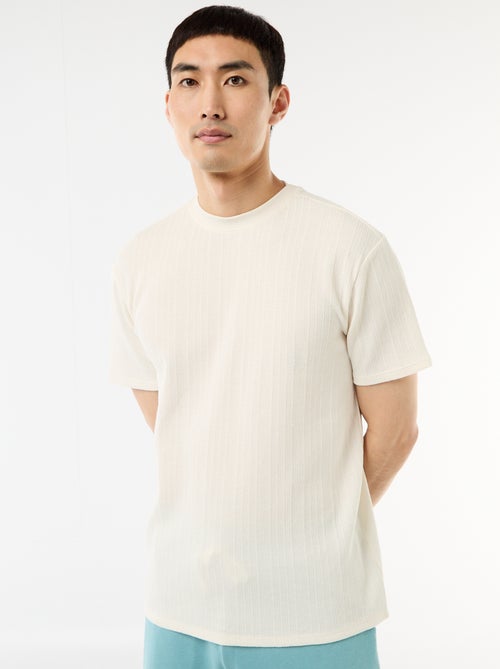 T-shirt basic a maniche corte in maglia operata - Kiabi