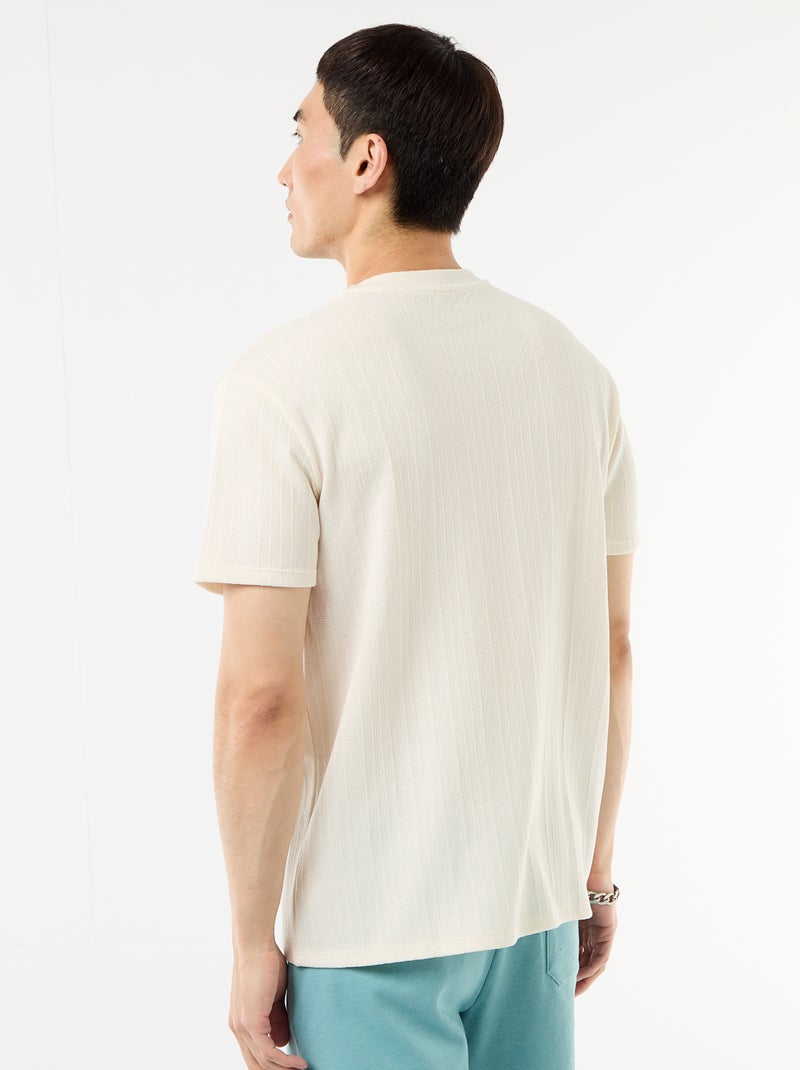 T-shirt basic a maniche corte in maglia operata Bianco - Kiabi