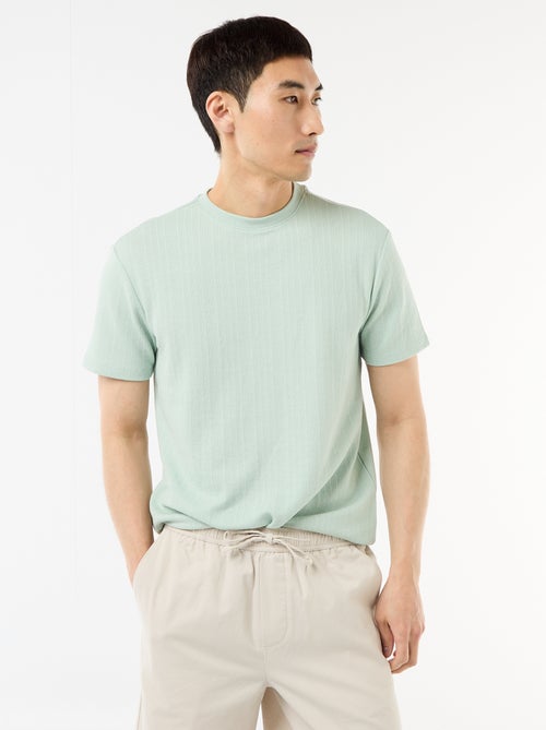 T-shirt basic a maniche corte in maglia operata - Kiabi