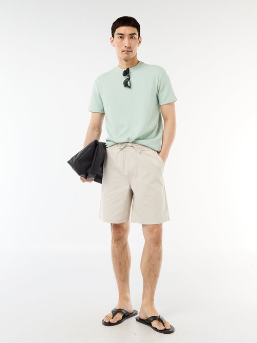 T-shirt basic a maniche corte in maglia operata - Kiabi