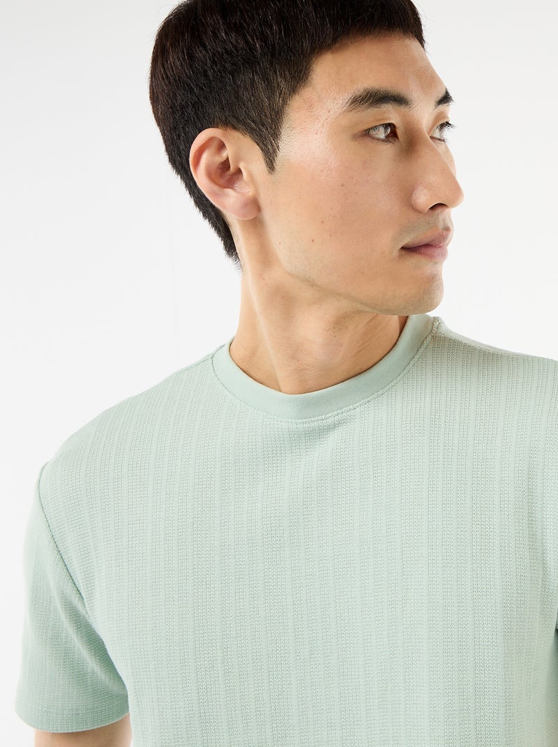 T-shirt basic a maniche corte in maglia operata Blu - Kiabi