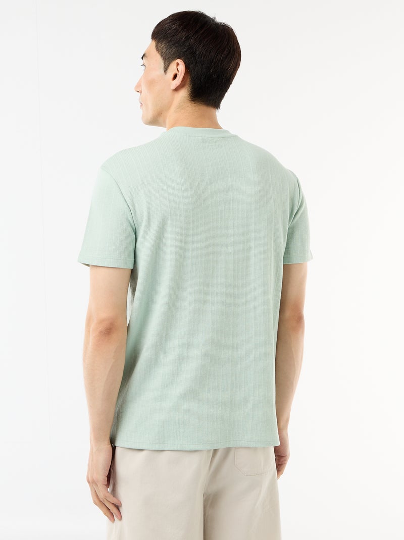 T-shirt basic a maniche corte in maglia operata Blu - Kiabi