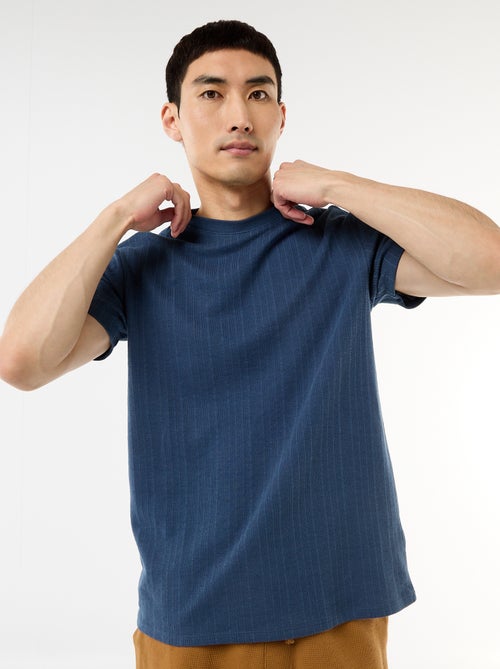 T-shirt basic a maniche corte in maglia operata - Kiabi