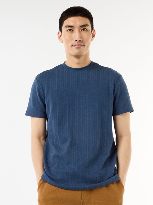 T-shirt basic a maniche corte in maglia operata - Kiabi