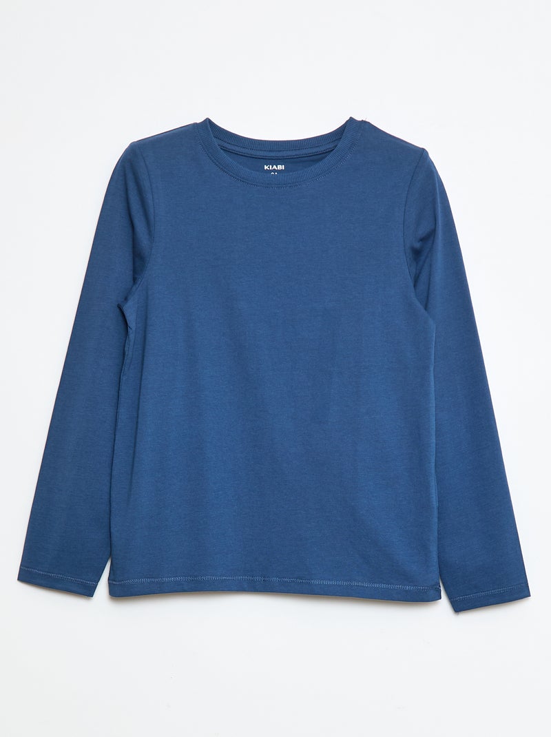 T-shirt basic a maniche lunghe Blu - Kiabi
