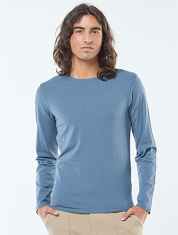T-shirt basic a maniche lunghe e girocollo