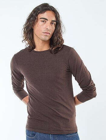 T-shirt basic a maniche lunghe e girocollo