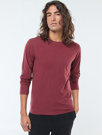 T-shirt basic a maniche lunghe e girocollo