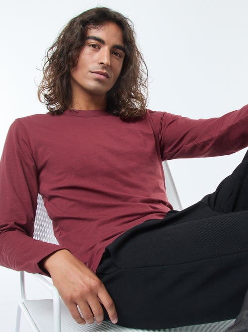 T-shirt basic a maniche lunghe e collo rotondo - Kiabi