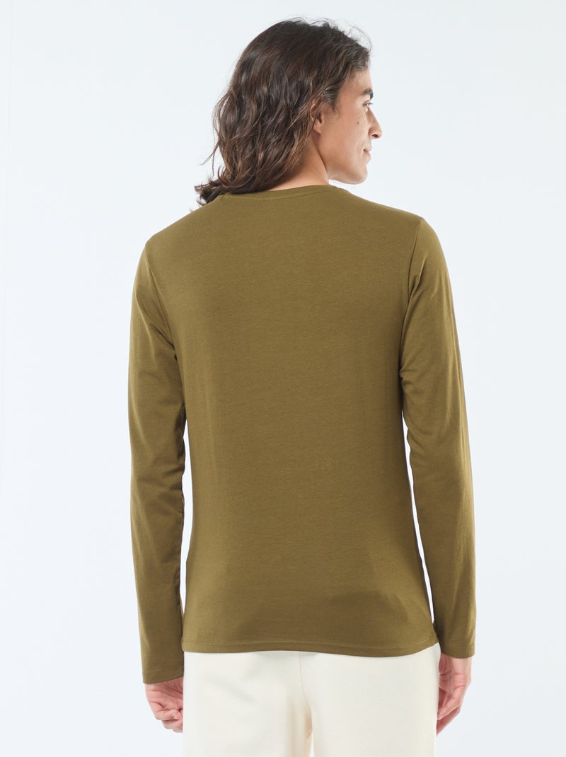 T-shirt basic a maniche lunghe e collo rotondo Verde - Kiabi