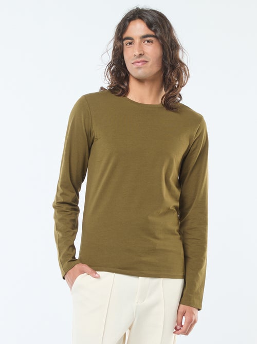 T-shirt basic a maniche lunghe e collo rotondo - Kiabi