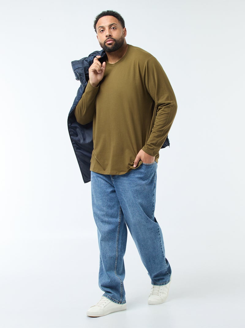 T-shirt basic a maniche lunghe e collo rotondo Verde - Kiabi