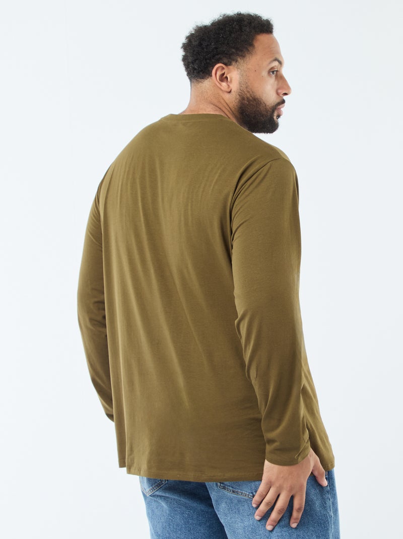 T-shirt basic a maniche lunghe e collo rotondo Verde - Kiabi