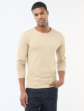 T-shirt basic a maniche lunghe e girocollo