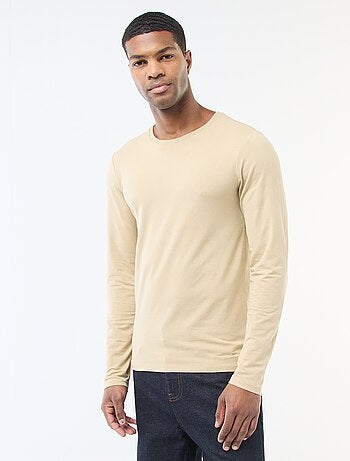 T-shirt basic a maniche lunghe e girocollo