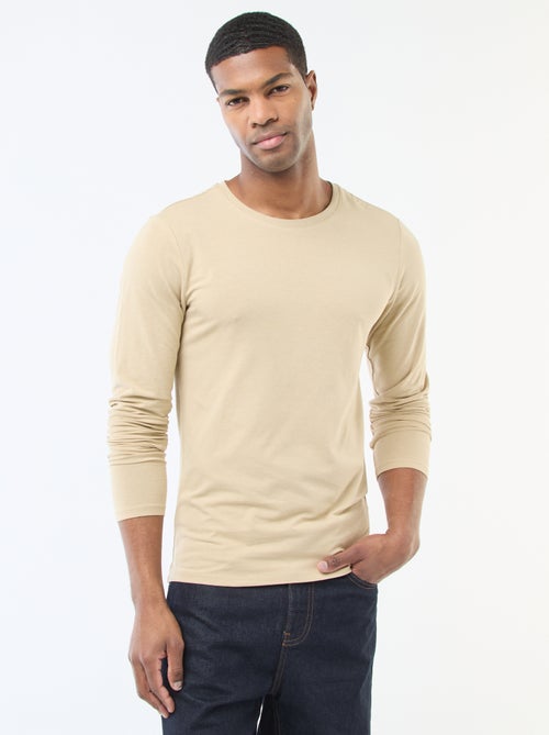 T-shirt basic a maniche lunghe e girocollo - Kiabi
