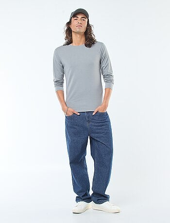 T-shirt basic a maniche lunghe e girocollo