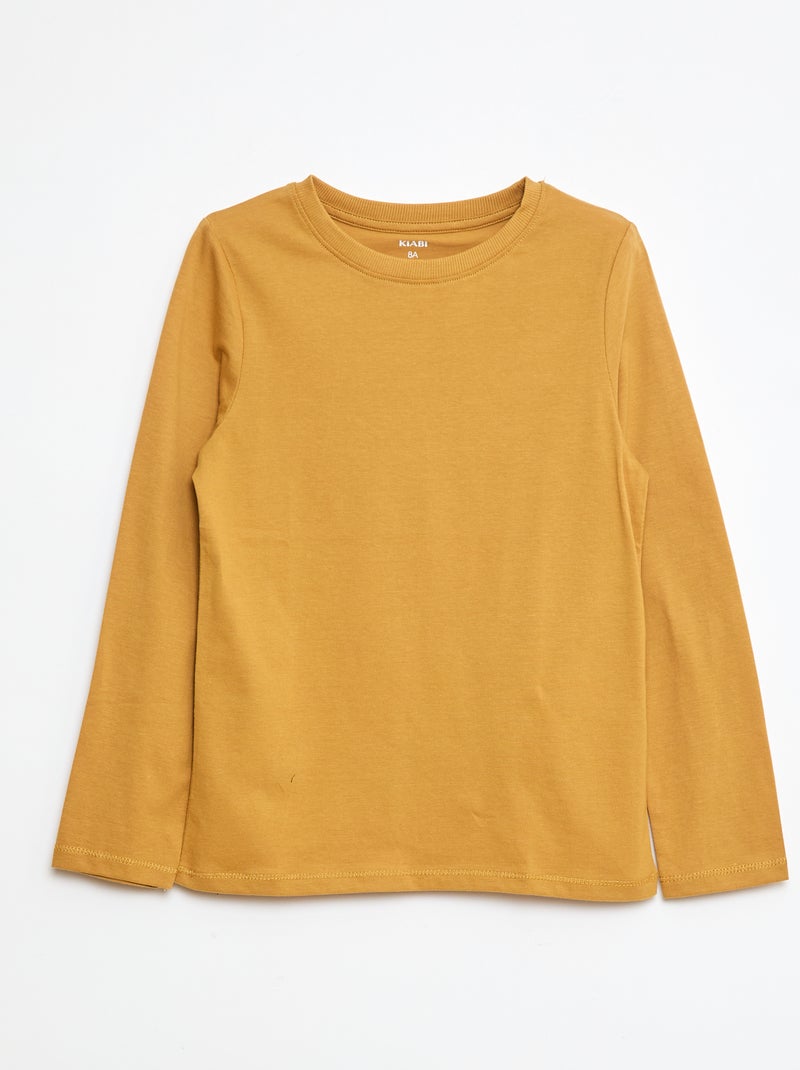 T-shirt basic a maniche lunghe Giallo - Kiabi