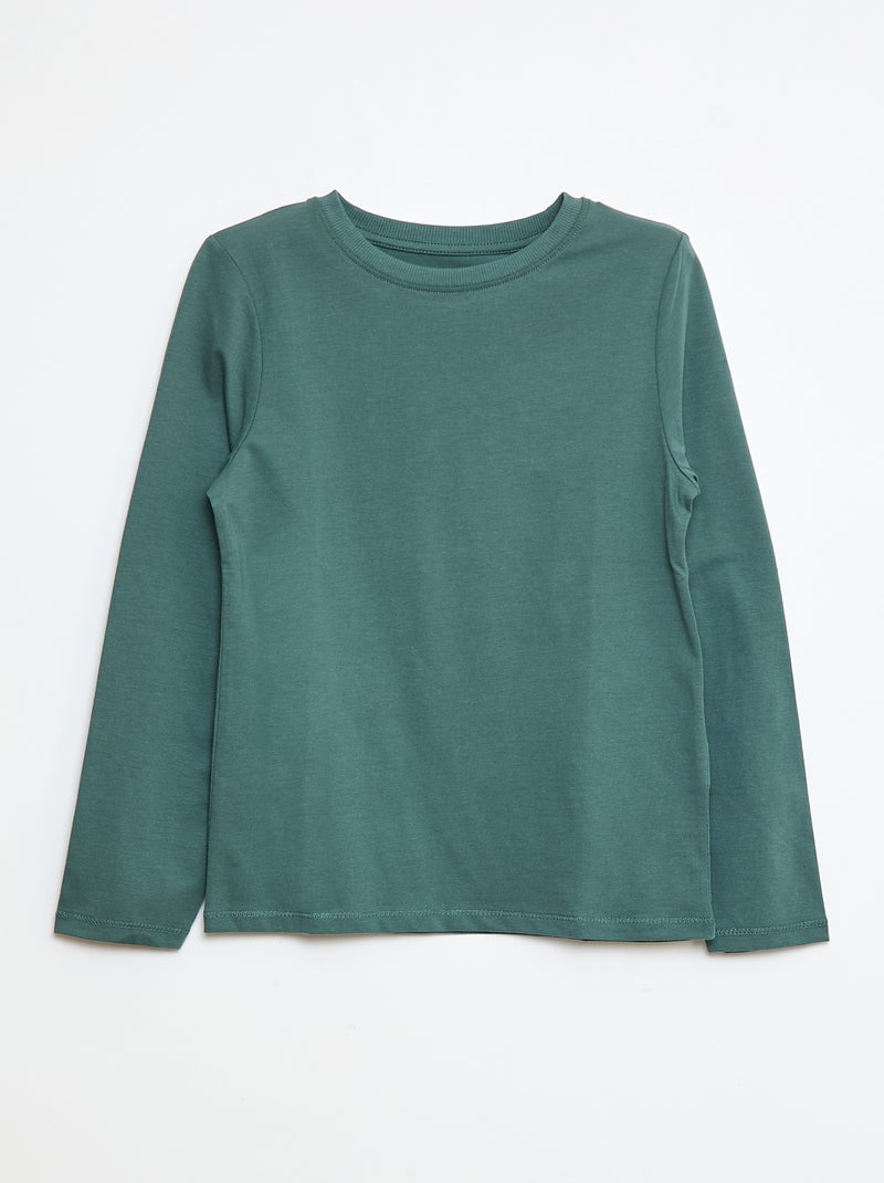 T-shirt basic a maniche lunghe Verde - Kiabi