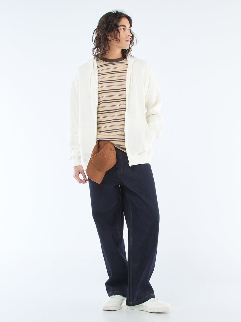 T-shirt basic a righe Beige - Kiabi