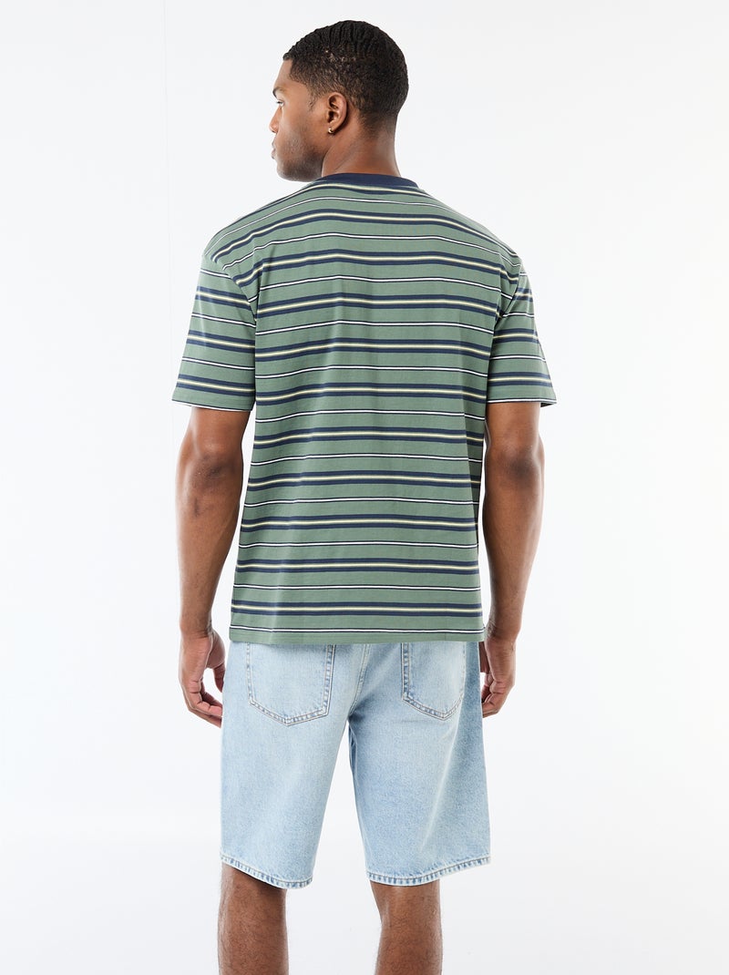 T-shirt basic a righe Verde - Kiabi