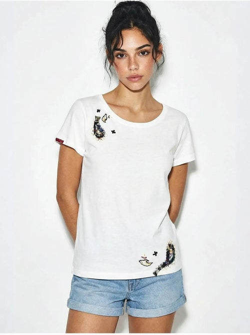 T-shirt basic con collo a u ricamato lucci - Kiabi T-shirt basic con collo a u ricamato lucci - Kiabi