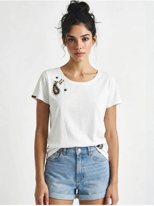 T-shirt basic con collo a u ricamato lucci - Kiabi T-shirt basic con collo a u ricamato lucci - Kiabi