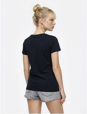 T-shirt basic con collo a u ricamato lucci