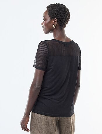 T-shirt basic con maniche in rete