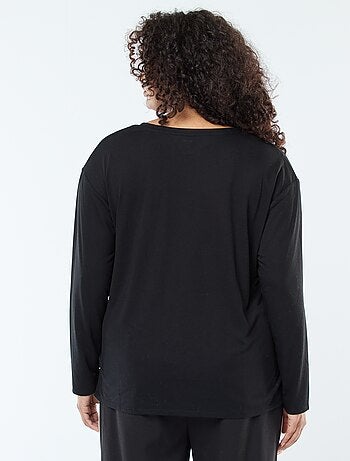 T-shirt basic con scollo a V e maniche a 3/4