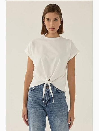 T-shirt basic cropped con girocollo hiccup