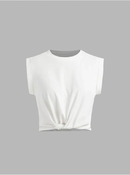 T-shirt basic cropped con girocollo hiccup - Kiabi T-shirt basic cropped con girocollo hiccup - Kiabi