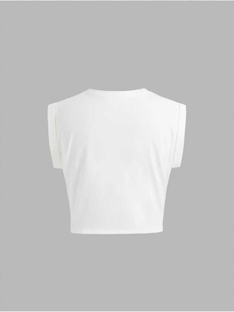 T-shirt basic cropped con girocollo hiccup Bianco - Kiabi