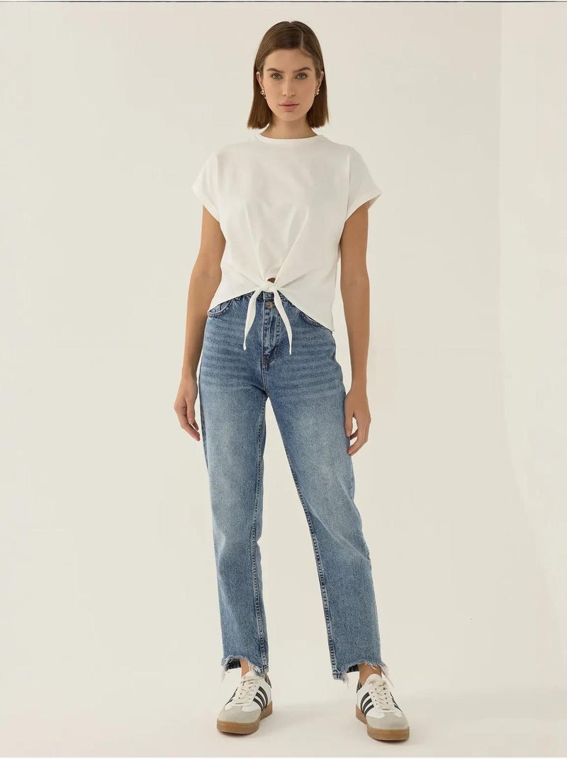 T-shirt basic cropped con girocollo hiccup Bianco - Kiabi