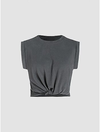 T-shirt basic cropped con girocollo hiccup