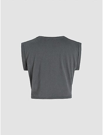 T-shirt basic cropped con girocollo hiccup