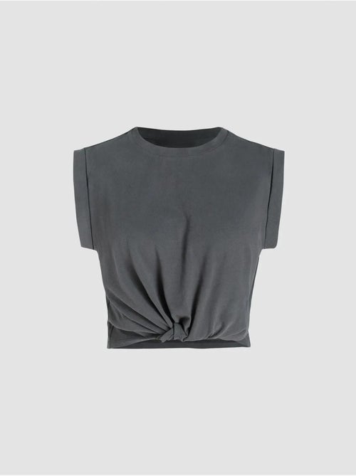 T-shirt basic cropped con girocollo hiccup - Kiabi T-shirt basic cropped con girocollo hiccup - Kiabi