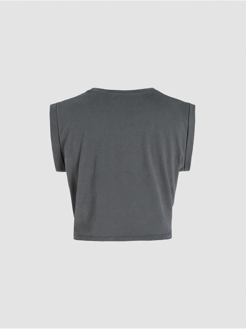 T-shirt basic cropped con girocollo hiccup Grigio - Kiabi