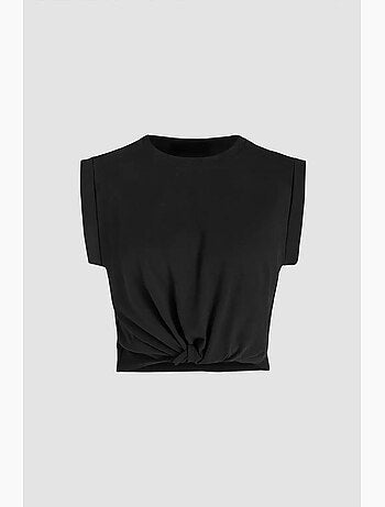 T-shirt basic cropped con girocollo hiccup