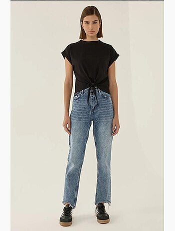 T-shirt basic cropped con girocollo hiccup