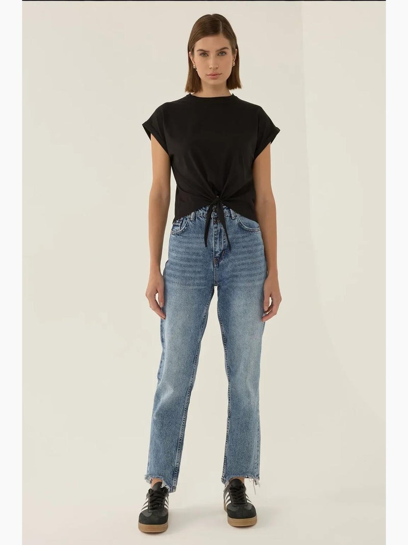 T-shirt basic cropped con girocollo hiccup Nero - Kiabi