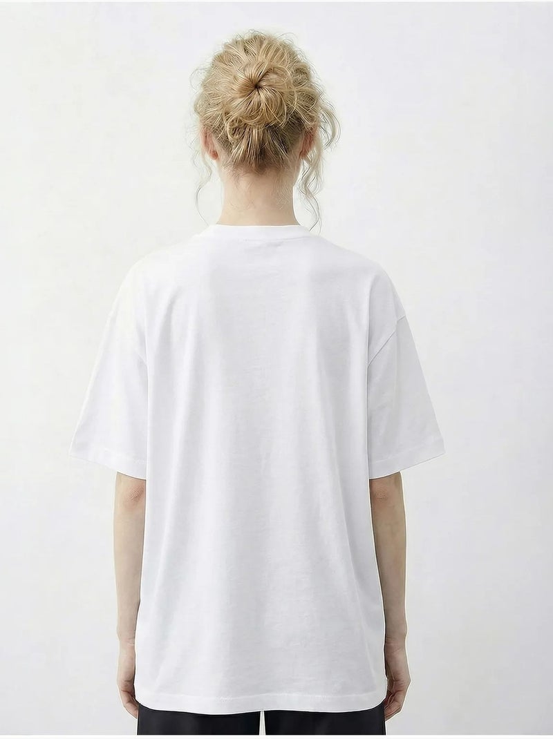 T-shirt basic girocollo con dettaglio accessorio lucci Bianco - Kiabi